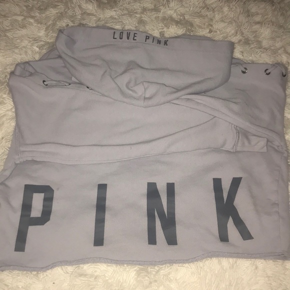 Pink cropped lace up sweatshirt XS - Picture 2 of 2